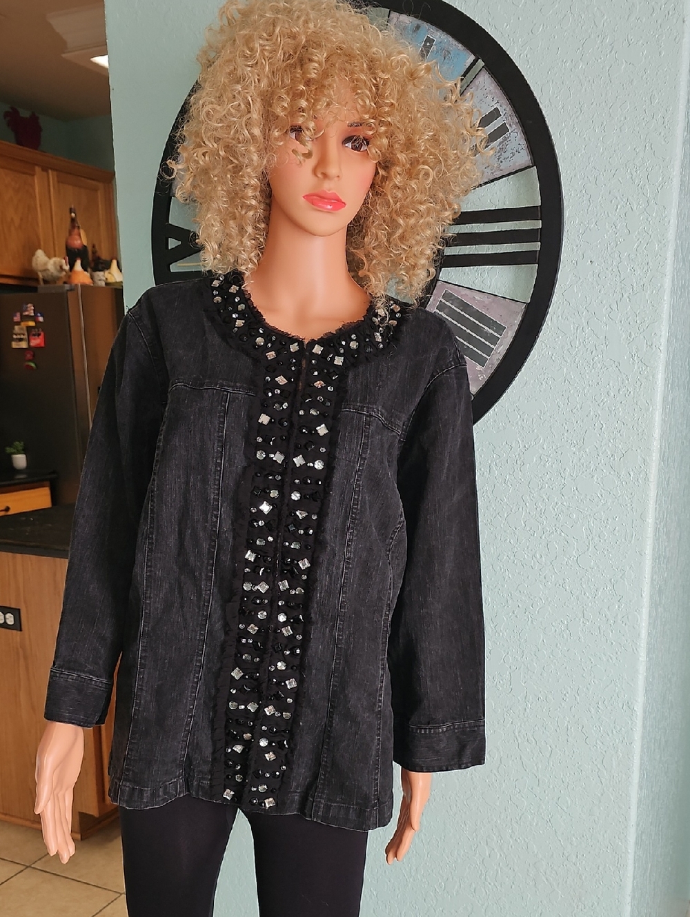 Ruby Rd. Black Denim Jacket - Picture 1 of 11